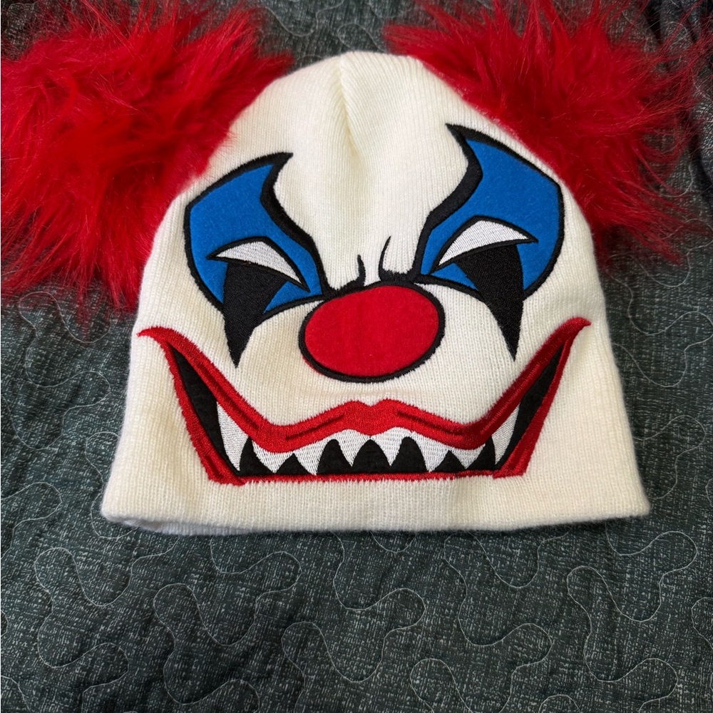 Clown Face Beanie with Red Hair